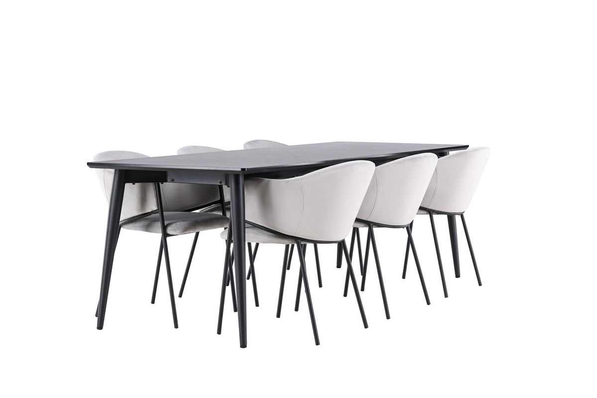 Tisch Ellis mit Stühlen Evelina in Grau präsentiert im Onlineshop von KAQTU Design AG. Esszimmerset ist von Venture Home