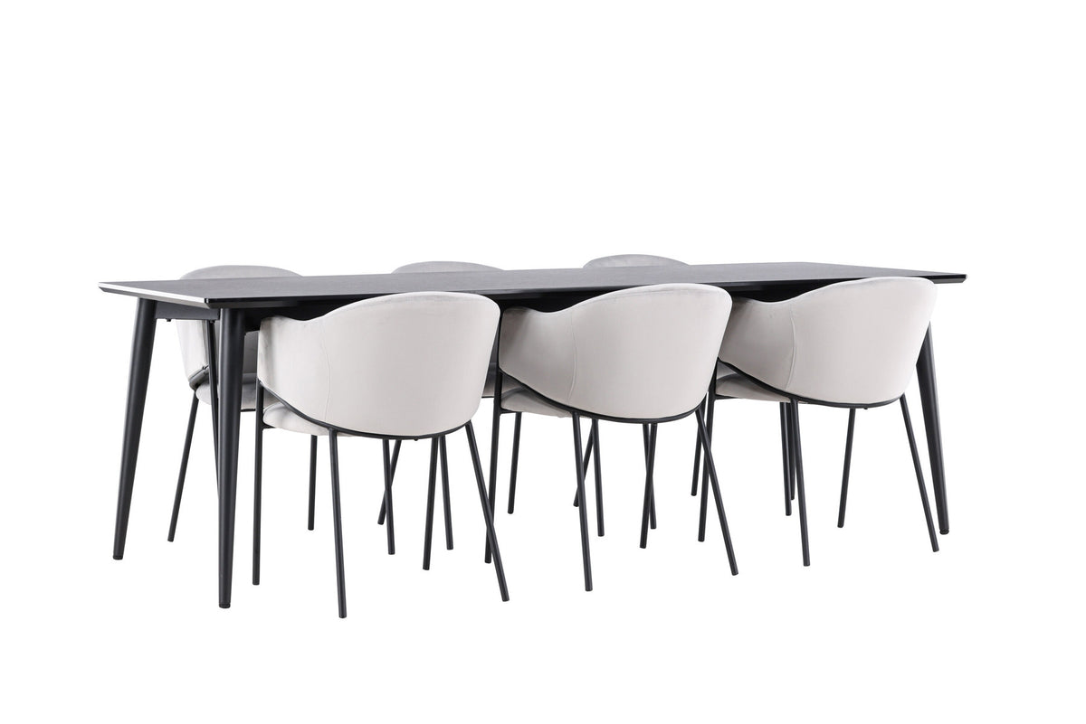 Tisch Ellis mit Stühlen Evelina in Grau präsentiert im Onlineshop von KAQTU Design AG. Esszimmerset ist von Venture Home