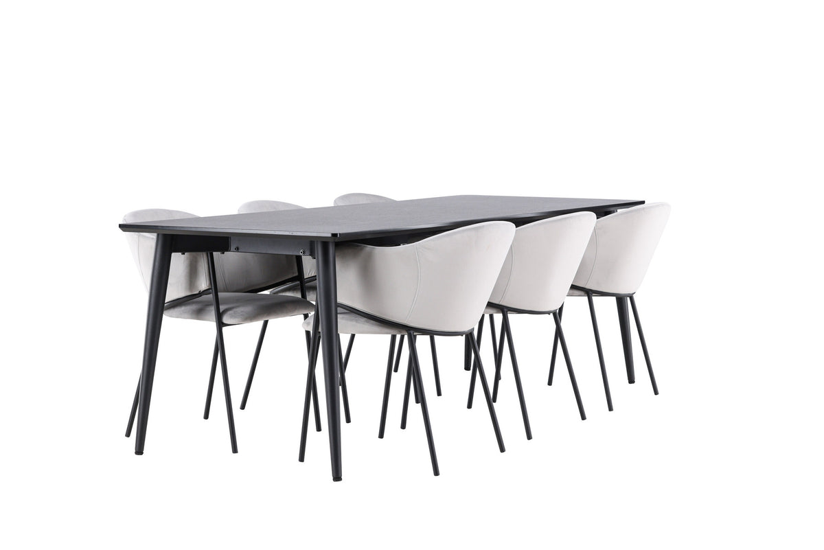 Tisch Ellis mit Stühlen Evelina in Grau präsentiert im Onlineshop von KAQTU Design AG. Esszimmerset ist von Venture Home