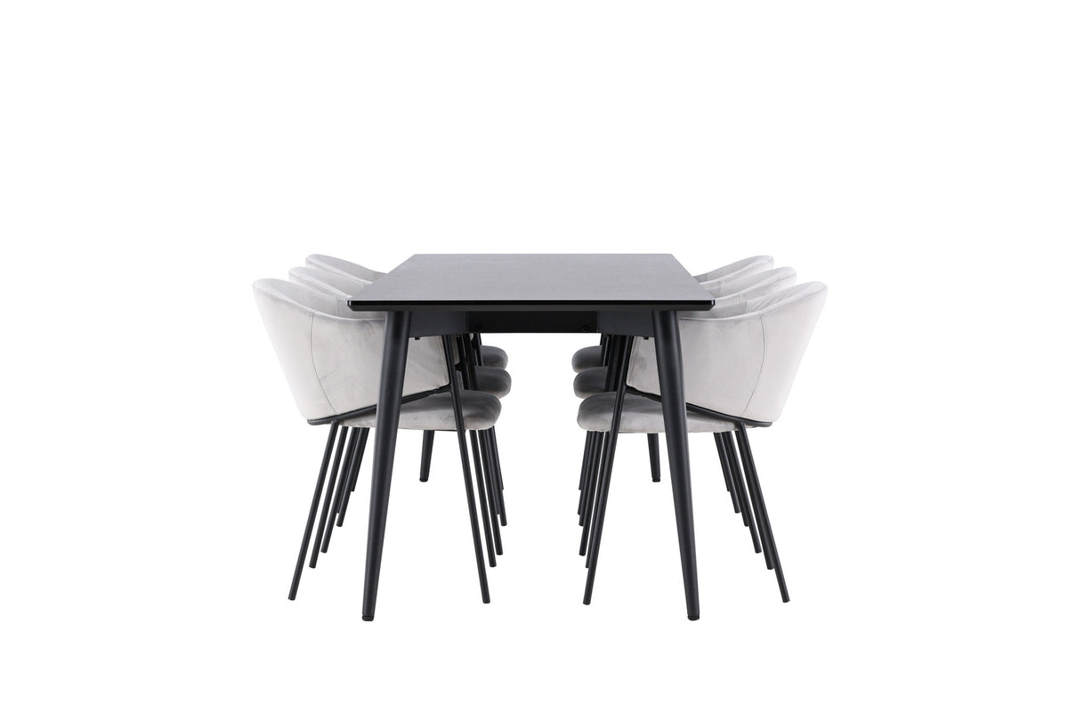 Tisch Ellis mit Stühlen Evelina in Grau präsentiert im Onlineshop von KAQTU Design AG. Esszimmerset ist von Venture Home