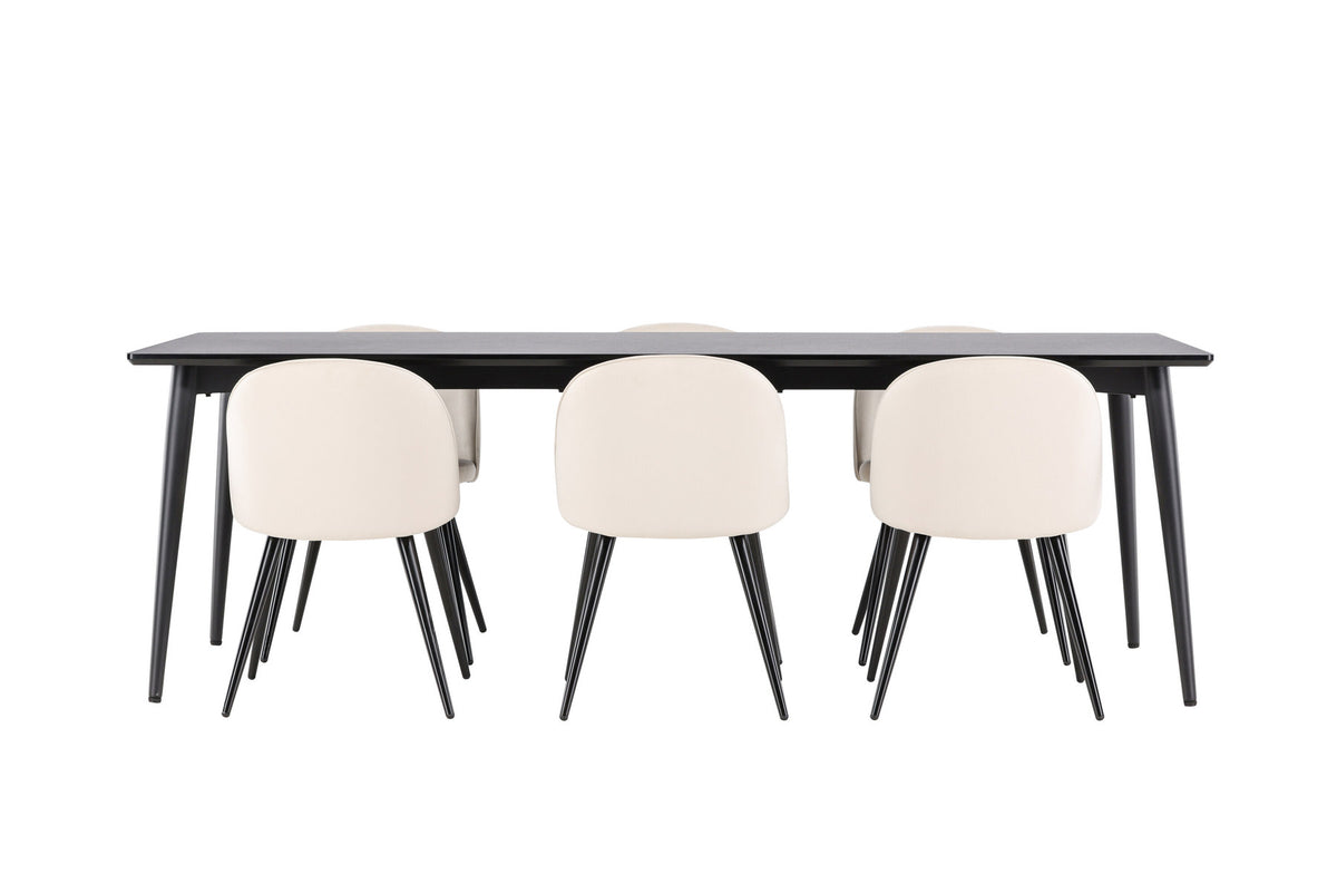 Ellis Esstisch mit Velvet Stühlen in Beige präsentiert im Onlineshop von KAQTU Design AG. Esszimmerset ist von Venture Home