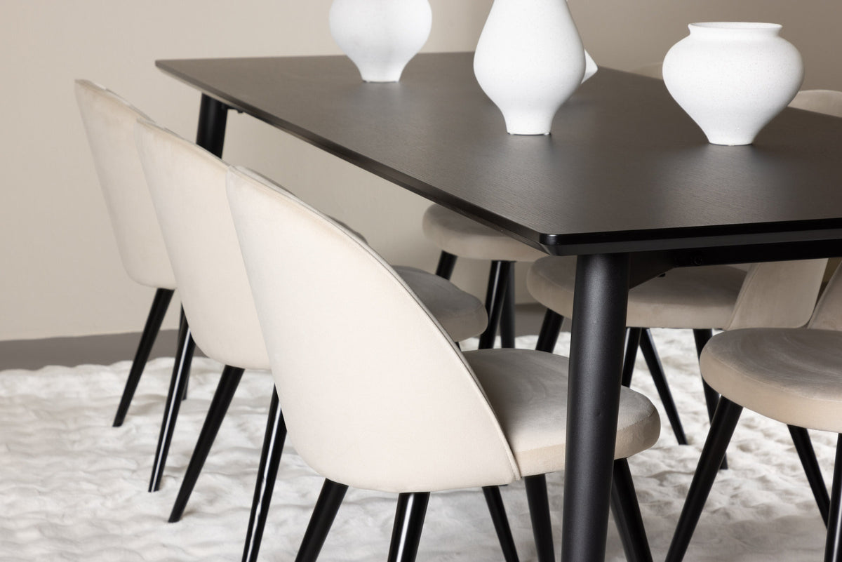 Ellis Esstisch mit Velvet Stühlen in Beige präsentiert im Onlineshop von KAQTU Design AG. Esszimmerset ist von Venture Home