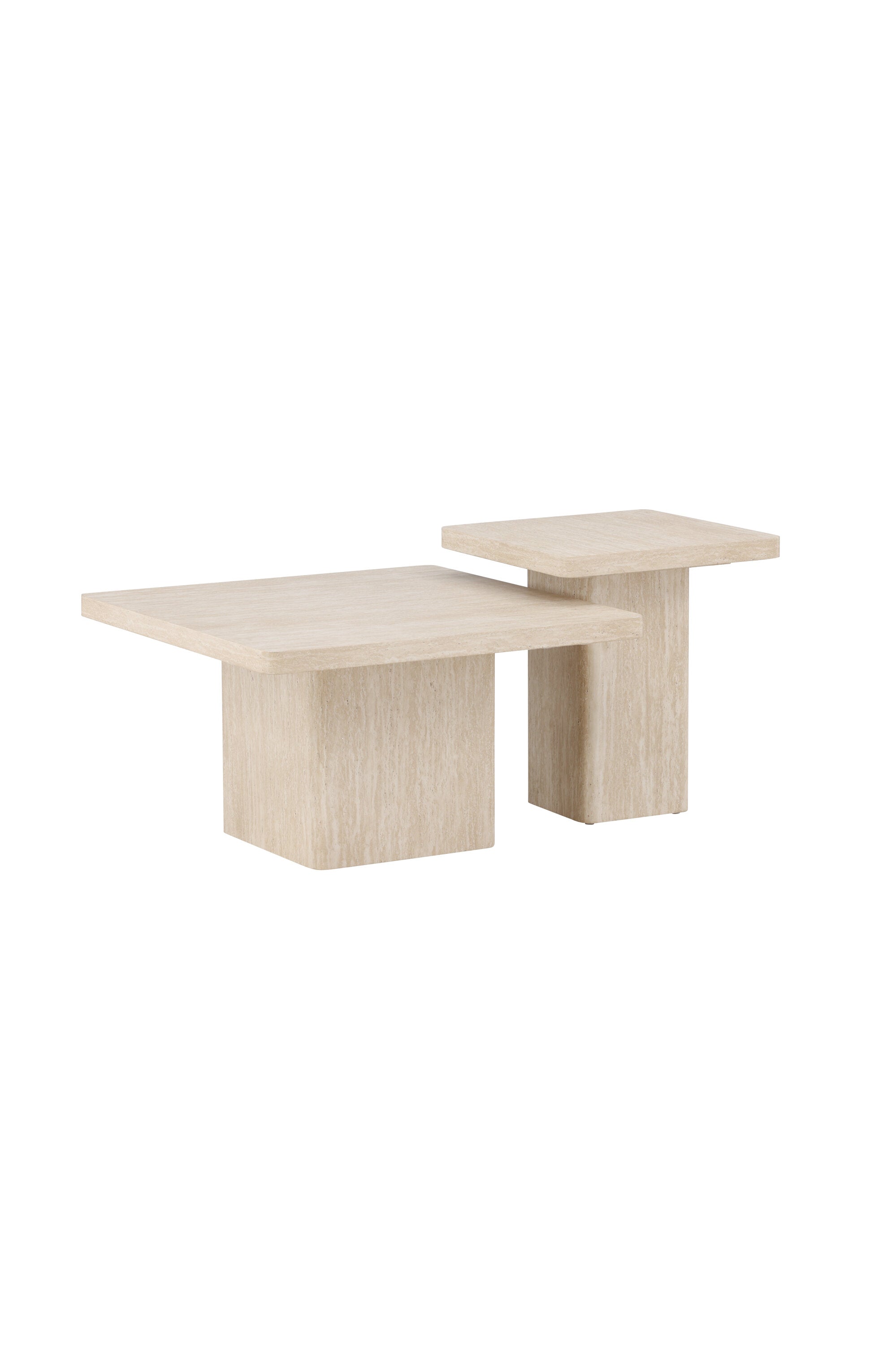 Qvart Sofatisch-Set in Travertinoptik präsentiert im Onlineshop von KAQTU Design AG. Beistelltisch ist von Venture Home