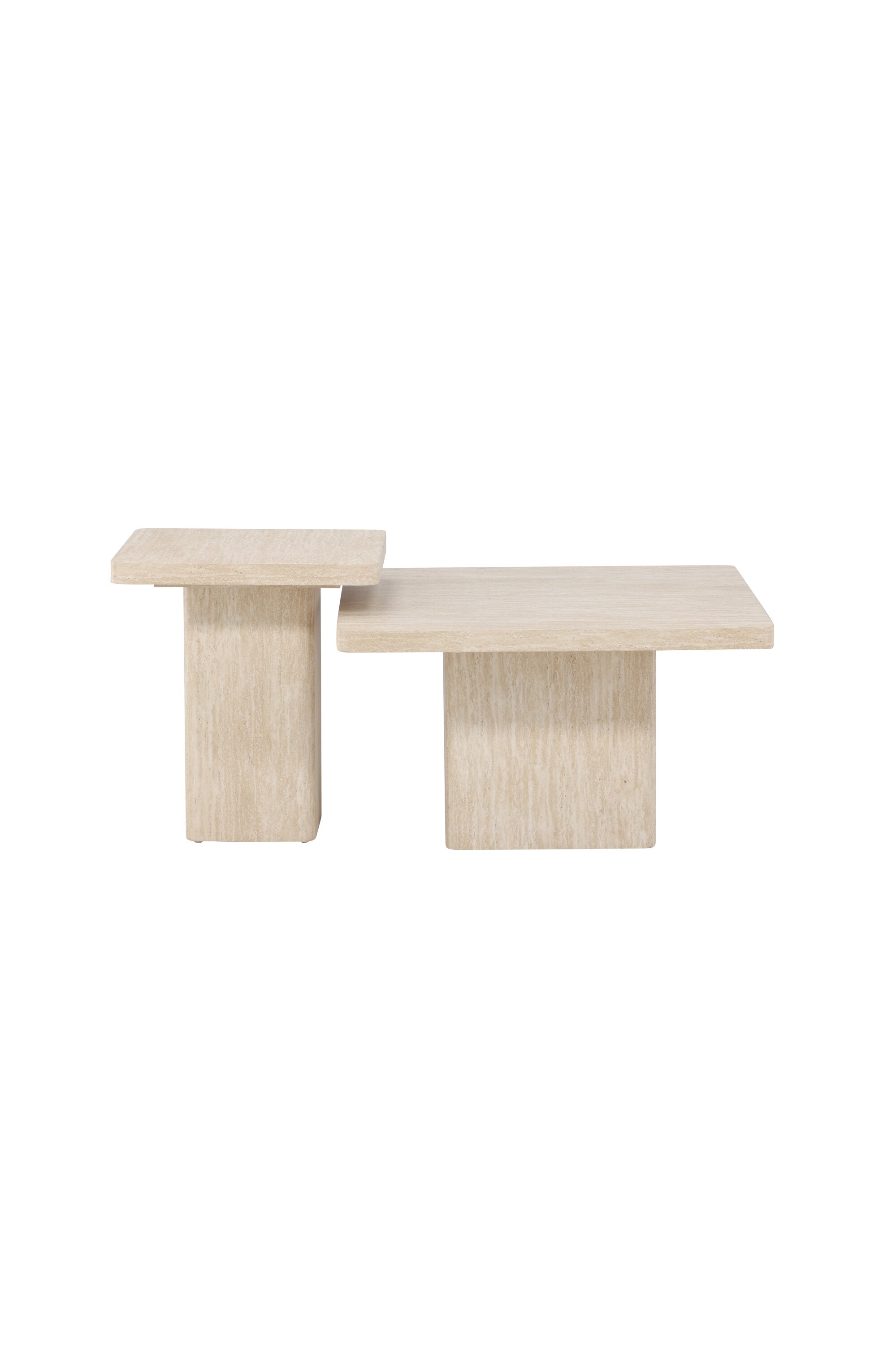 Qvart Sofatisch-Set in Travertinoptik präsentiert im Onlineshop von KAQTU Design AG. Beistelltisch ist von Venture Home