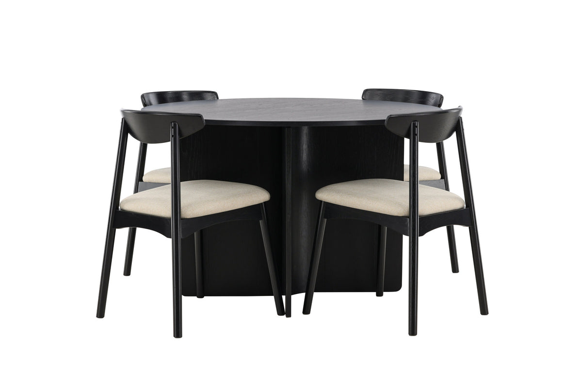 Tyresö Esstisch mit Ven Stühlen in Schwarz präsentiert im Onlineshop von KAQTU Design AG. Esszimmerset ist von Venture Home