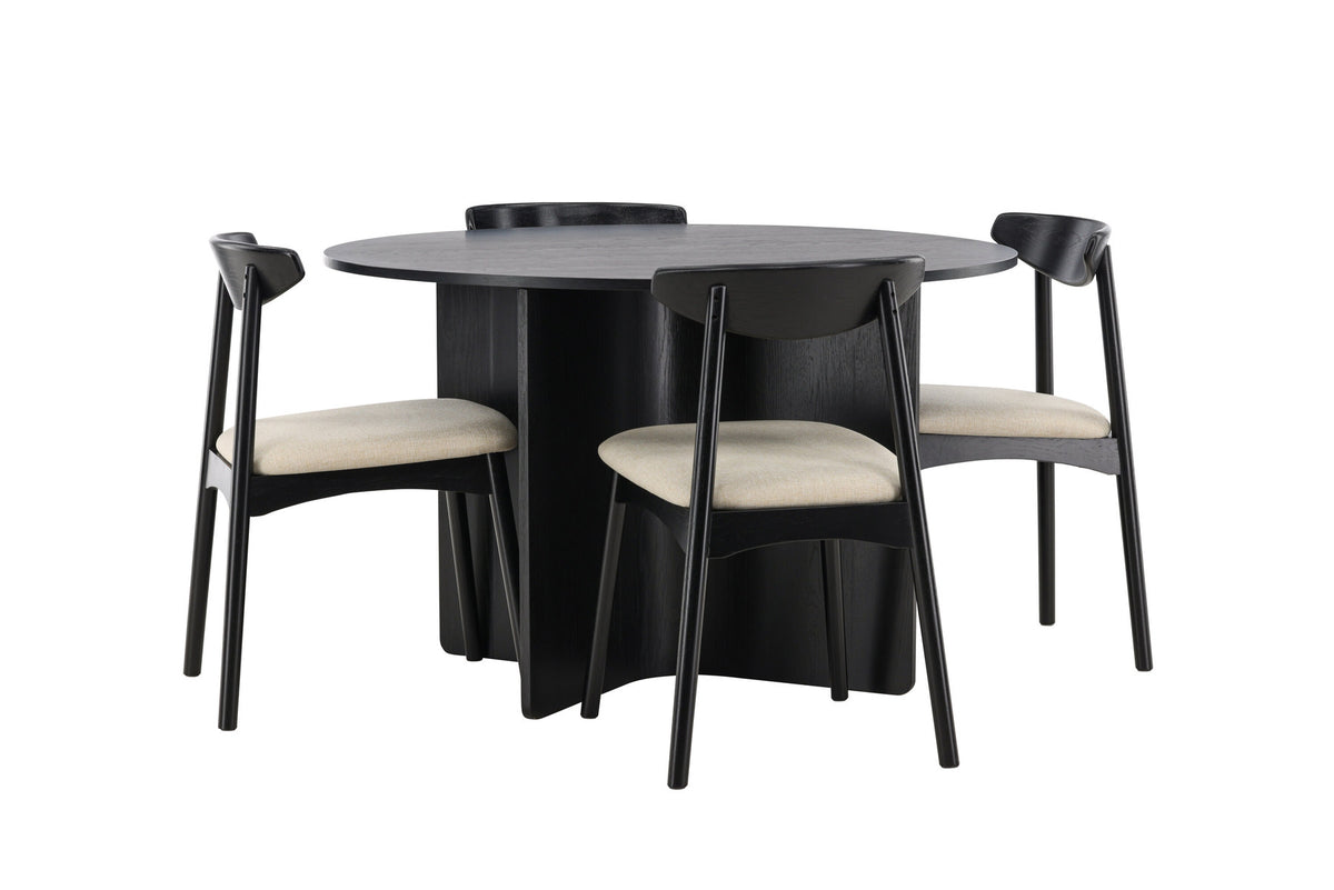 Tyresö Esstisch mit Ven Stühlen in Schwarz präsentiert im Onlineshop von KAQTU Design AG. Esszimmerset ist von Venture Home