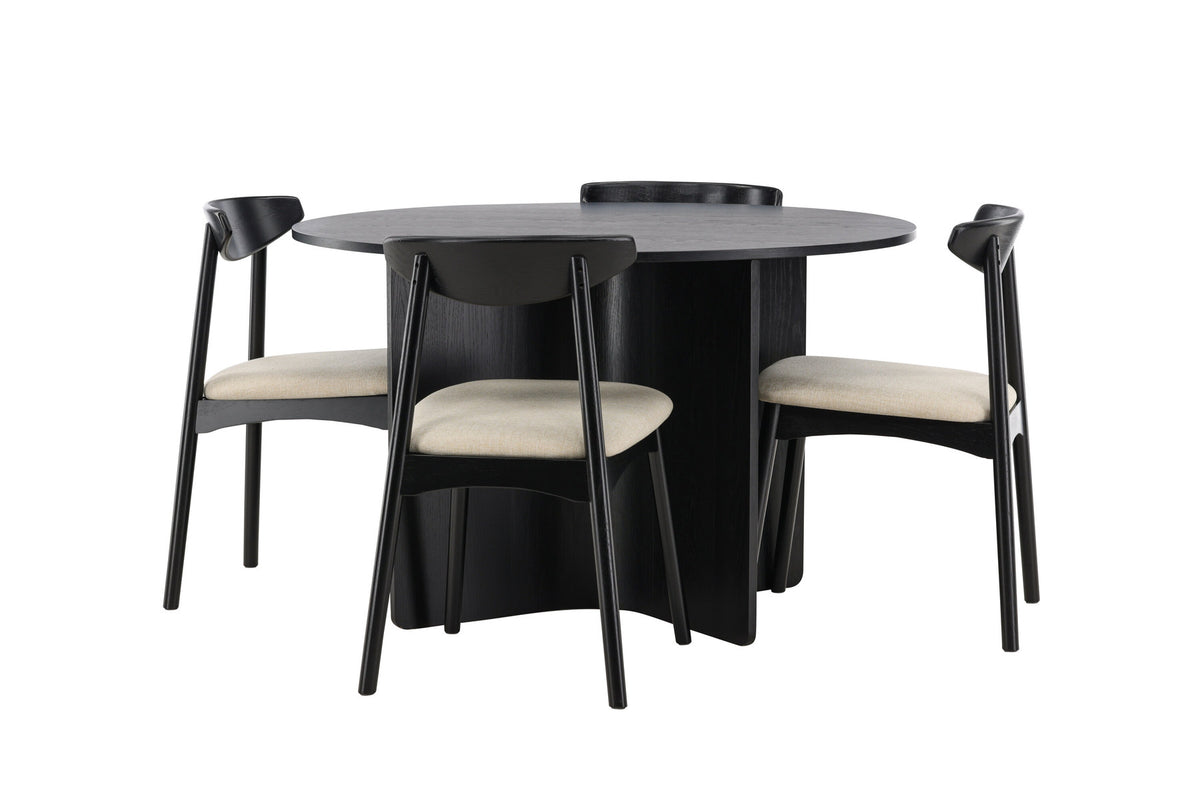 Tyresö Esstisch mit Ven Stühlen in Schwarz präsentiert im Onlineshop von KAQTU Design AG. Esszimmerset ist von Venture Home