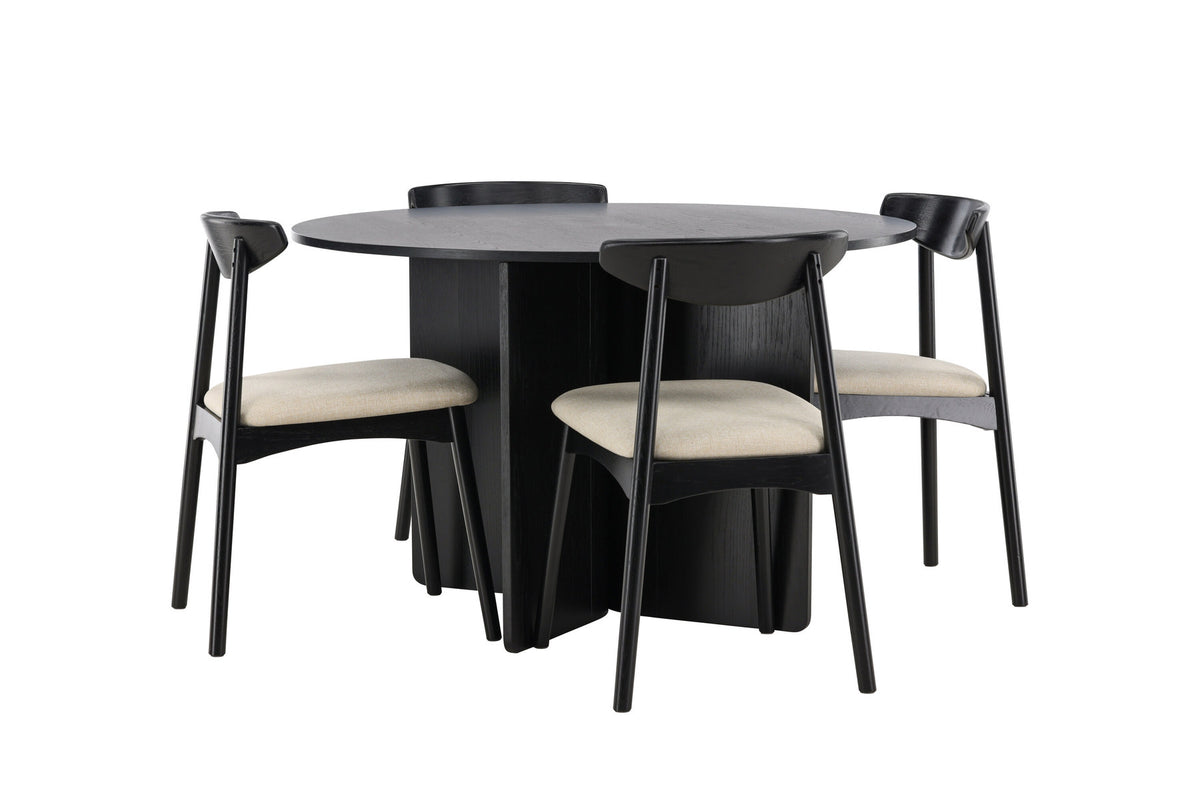 Tyresö Esstisch mit Ven Stühlen in Schwarz präsentiert im Onlineshop von KAQTU Design AG. Esszimmerset ist von Venture Home