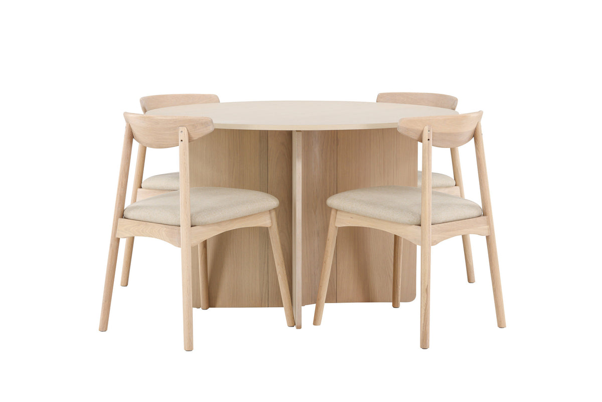 Tyresö Esstisch mit Ven Stühlen in Whitewash präsentiert im Onlineshop von KAQTU Design AG. Esszimmerset ist von Venture Home