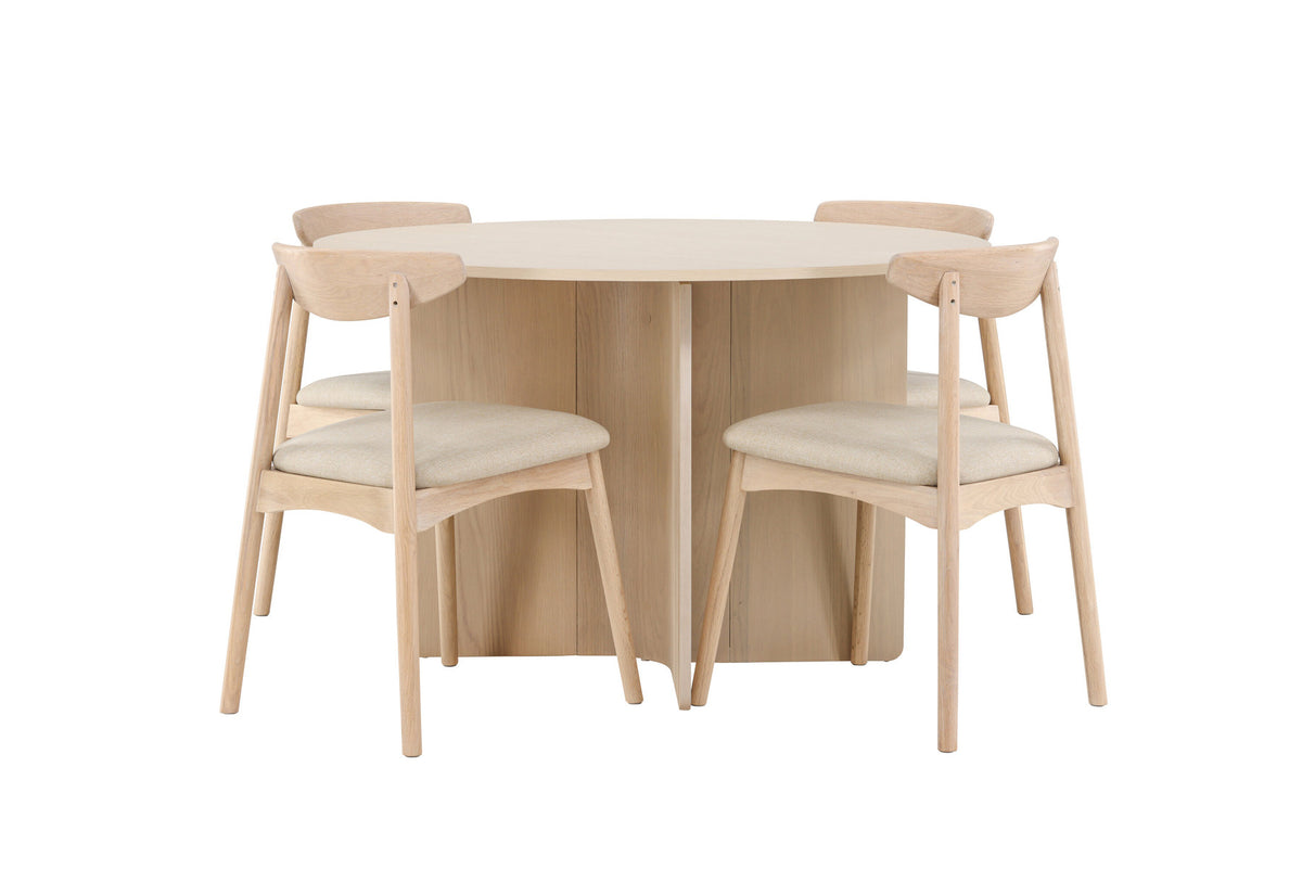 Tyresö Esstisch mit Ven Stühlen in Whitewash präsentiert im Onlineshop von KAQTU Design AG. Esszimmerset ist von Venture Home