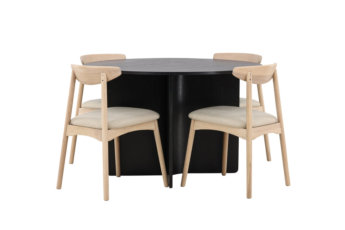 Tyresö Esstisch mit Ven Stühlen in Whitewash präsentiert im Onlineshop von KAQTU Design AG. Esszimmerset ist von Venture Home