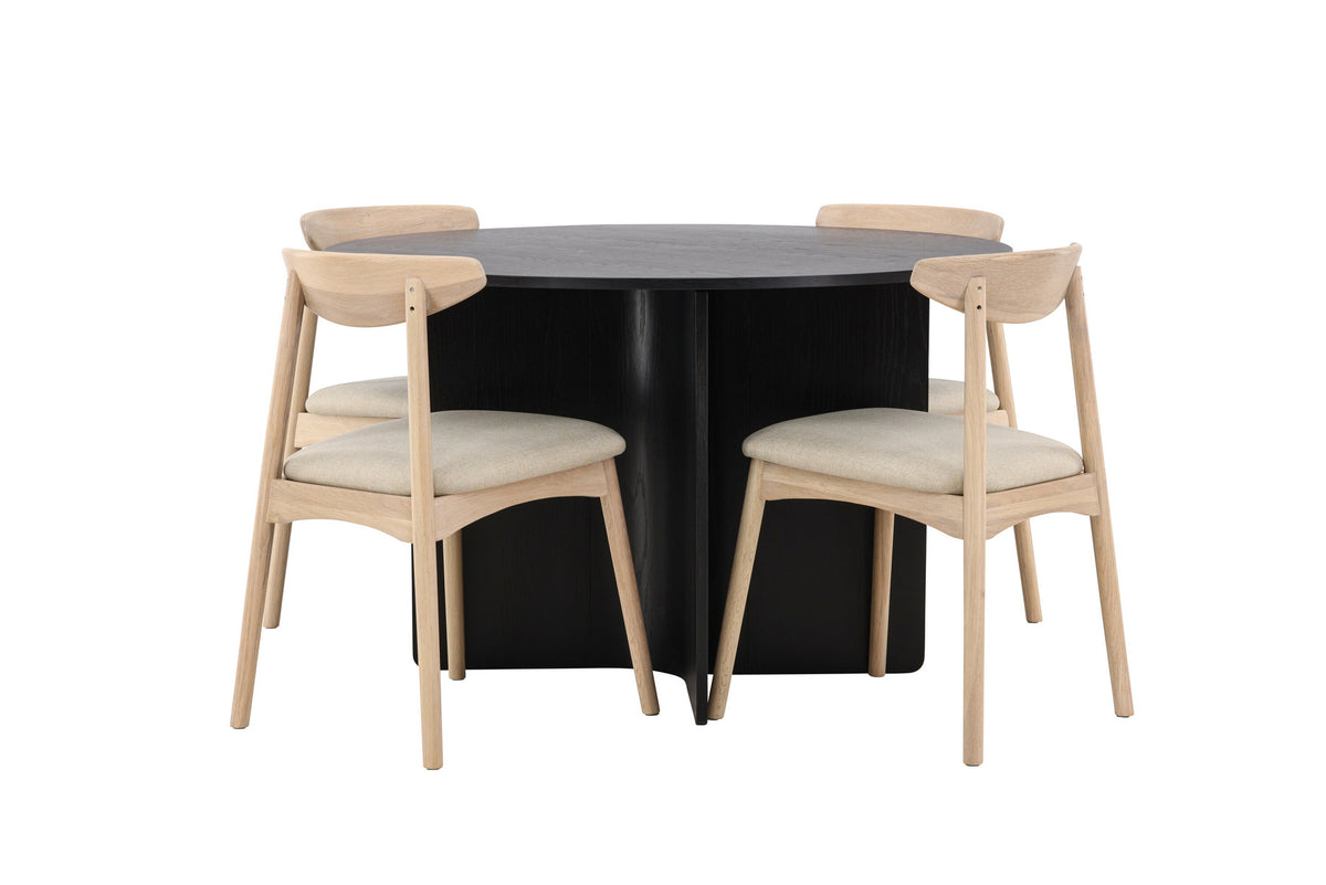 Tyresö Esstisch mit Ven Stühlen in Whitewash präsentiert im Onlineshop von KAQTU Design AG. Esszimmerset ist von Venture Home