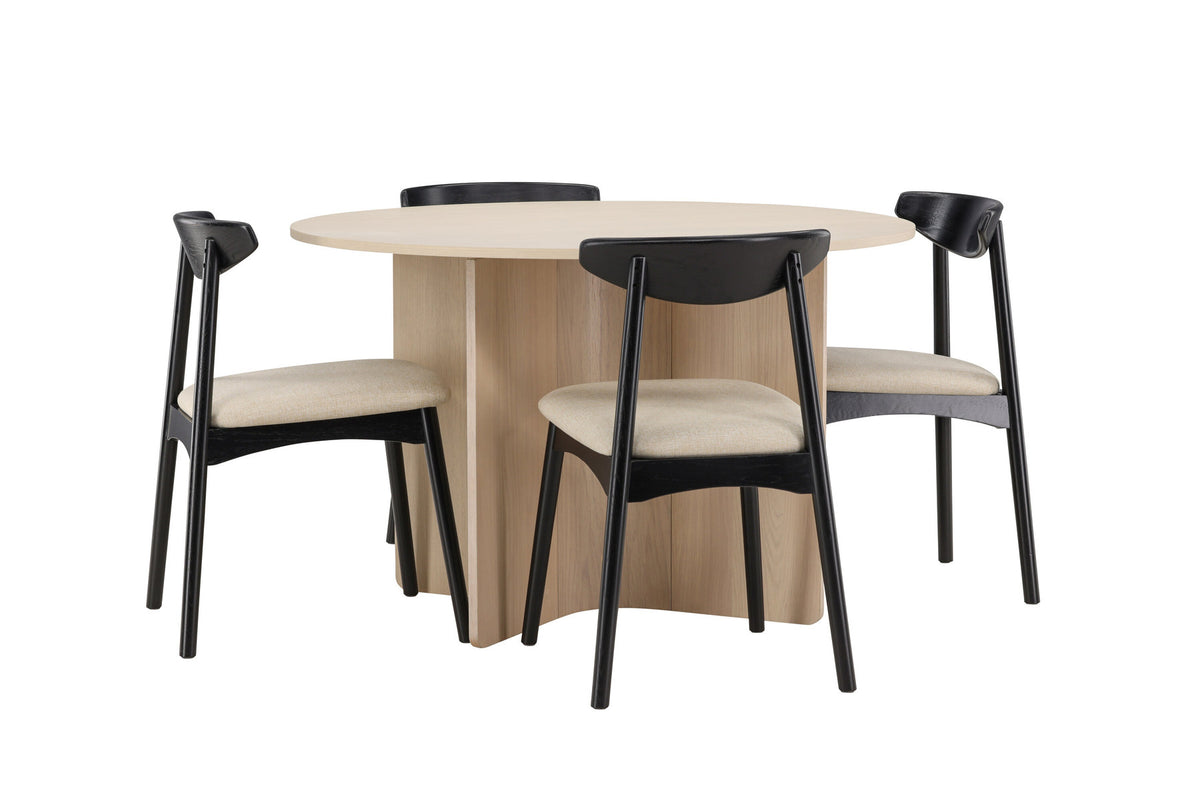 Tyresö Esstisch mit Ven Stühlen in Schwarz präsentiert im Onlineshop von KAQTU Design AG. Esszimmerset ist von Venture Home