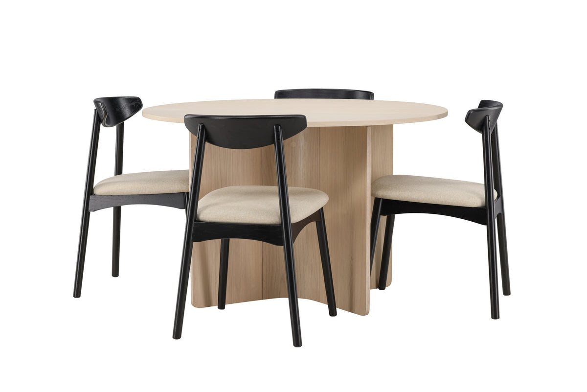 Tyresö Esstisch mit Ven Stühlen in Schwarz präsentiert im Onlineshop von KAQTU Design AG. Esszimmerset ist von Venture Home