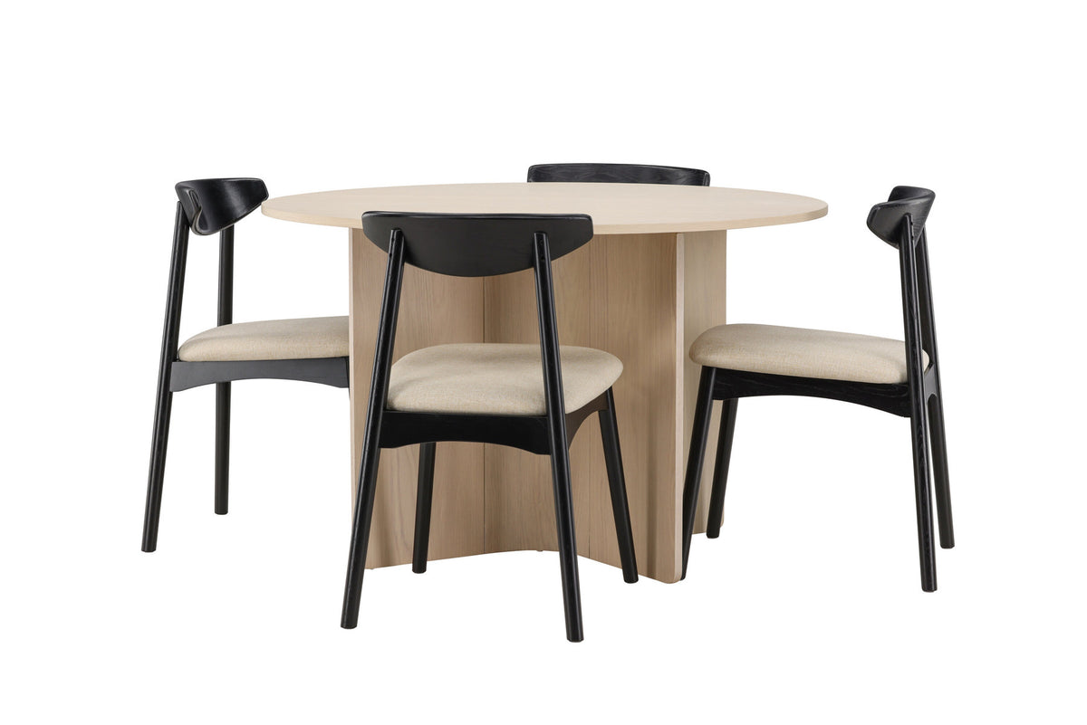 Tyresö Esstisch mit Ven Stühlen in Schwarz präsentiert im Onlineshop von KAQTU Design AG. Esszimmerset ist von Venture Home