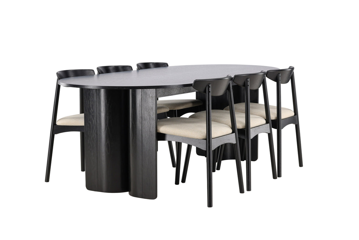 Tyresö Esstisch mit Ven Stühlen in Schwarz präsentiert im Onlineshop von KAQTU Design AG. Esszimmerset ist von Venture Home