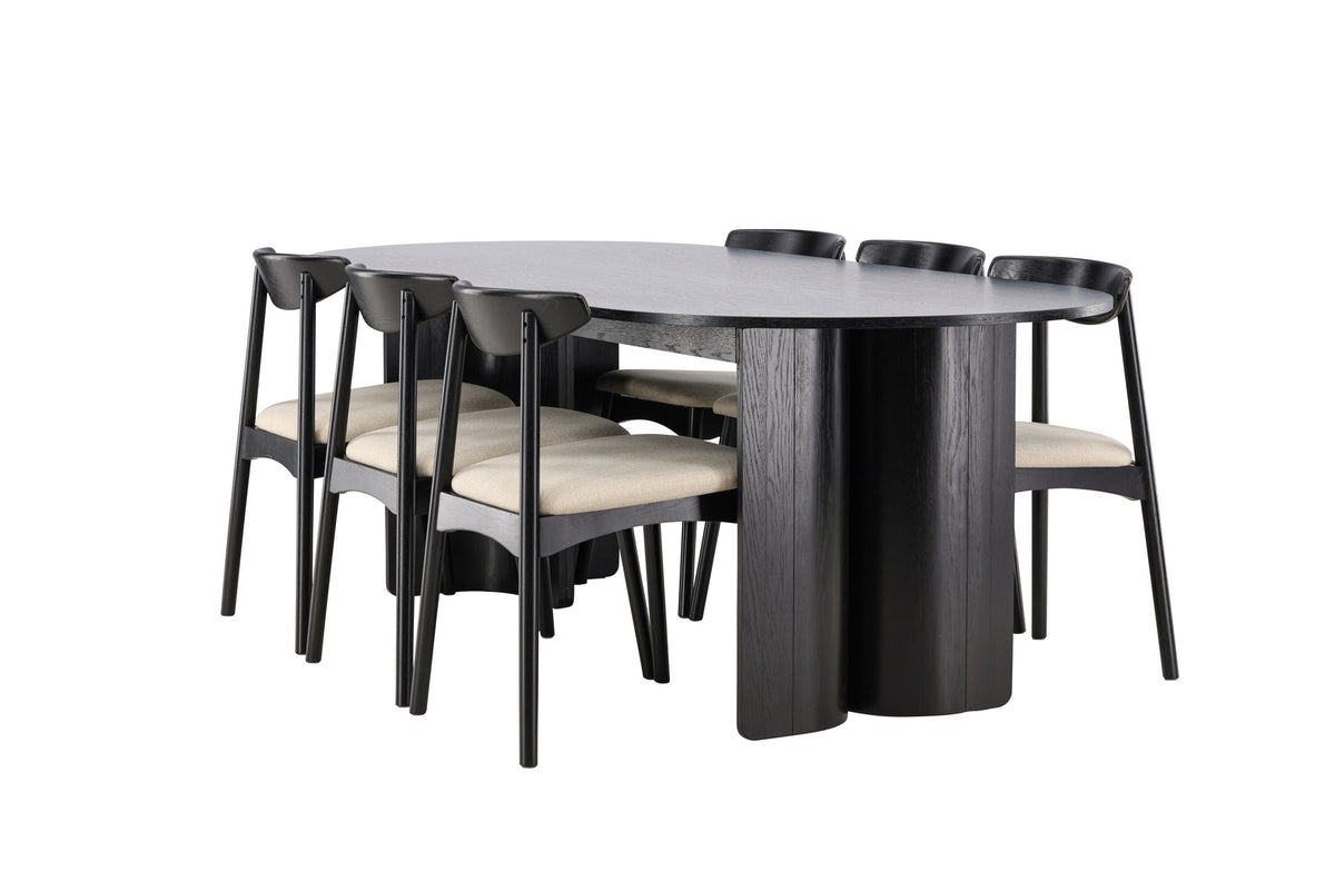 Tyresö Esstisch mit Ven Stühlen in Schwarz präsentiert im Onlineshop von KAQTU Design AG. Esszimmerset ist von Venture Home