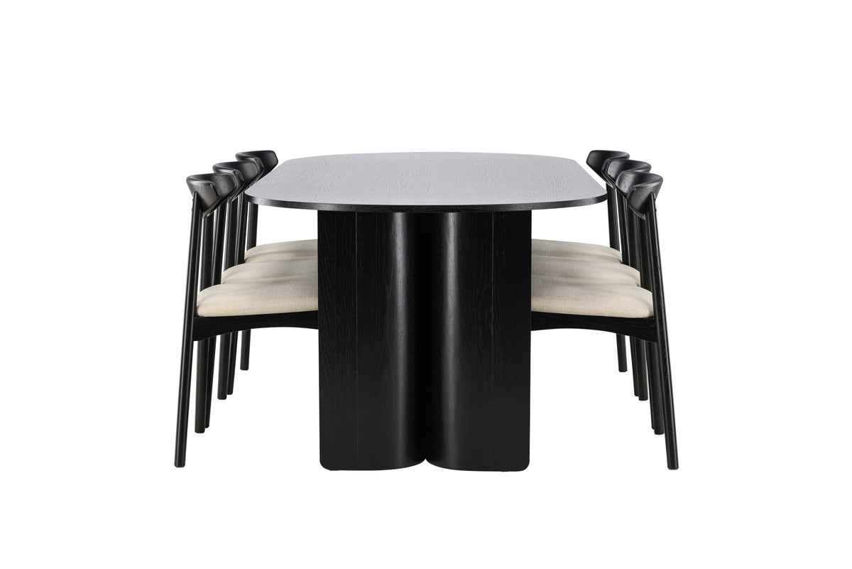 Tyresö Esstisch mit Ven Stühlen in Schwarz präsentiert im Onlineshop von KAQTU Design AG. Esszimmerset ist von Venture Home
