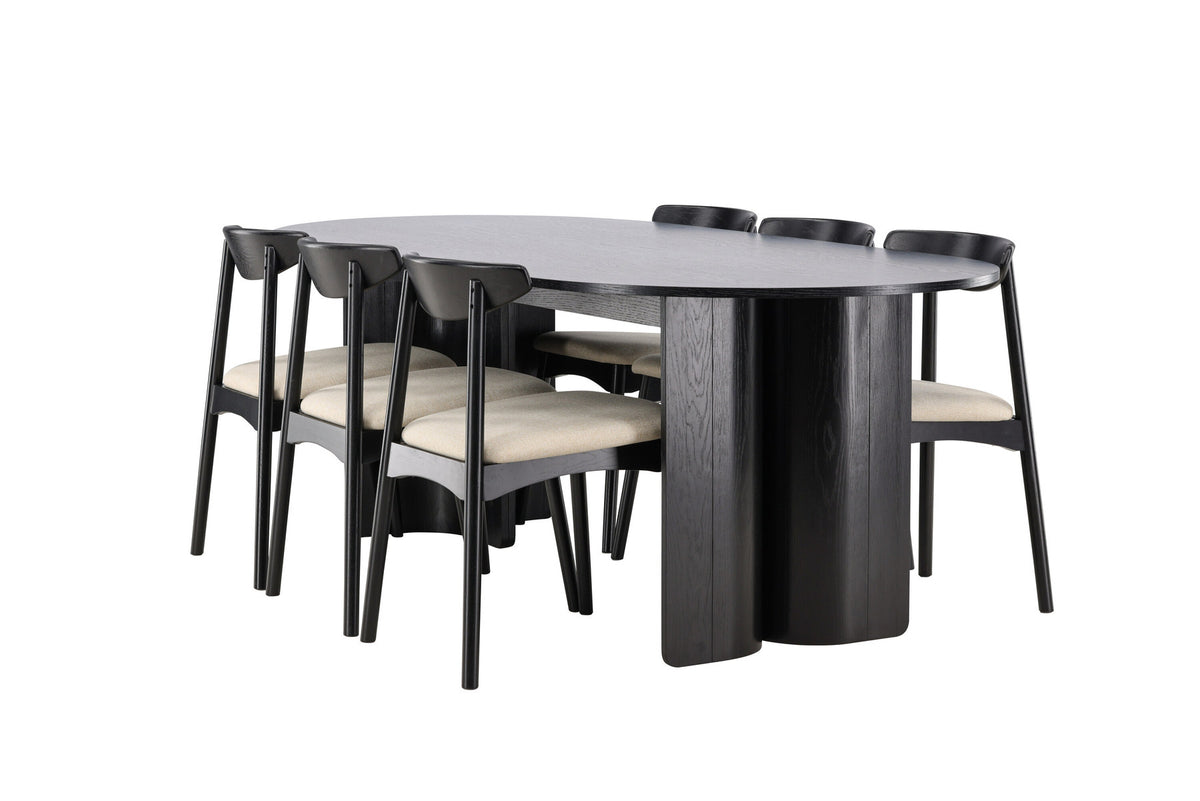 Tyresö Esstisch mit Ven Stühlen in Schwarz präsentiert im Onlineshop von KAQTU Design AG. Esszimmerset ist von Venture Home