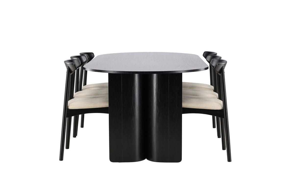 Tyresö Esstisch mit Ven Stühlen in Schwarz präsentiert im Onlineshop von KAQTU Design AG. Esszimmerset ist von Venture Home