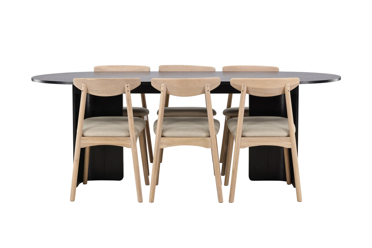 Tyresö Esstisch mit Ven Stühlen in Whitewash präsentiert im Onlineshop von KAQTU Design AG. Esszimmerset ist von Venture Home