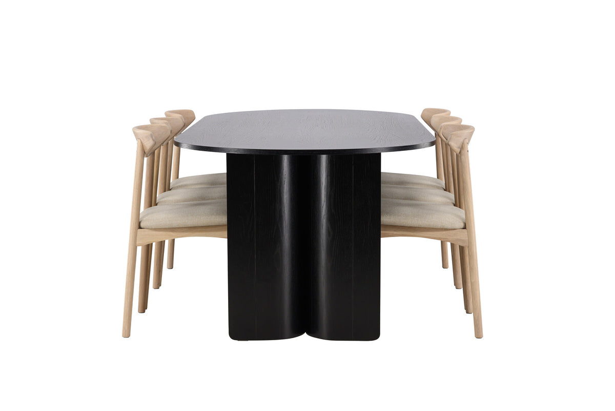 Tyresö Esstisch mit Ven Stühlen in Whitewash präsentiert im Onlineshop von KAQTU Design AG. Esszimmerset ist von Venture Home