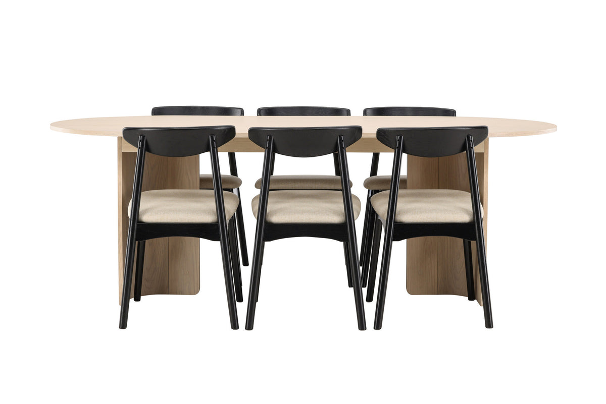 Tyresö Esstisch mit Ven Stühlen in Schwarz präsentiert im Onlineshop von KAQTU Design AG. Esszimmerset ist von Venture Home