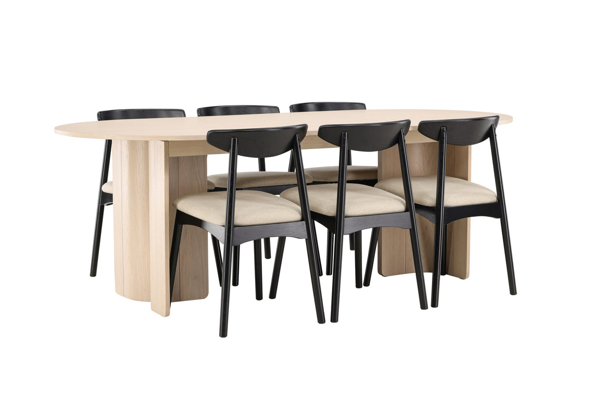 Tyresö Esstisch mit Ven Stühlen in Schwarz präsentiert im Onlineshop von KAQTU Design AG. Esszimmerset ist von Venture Home