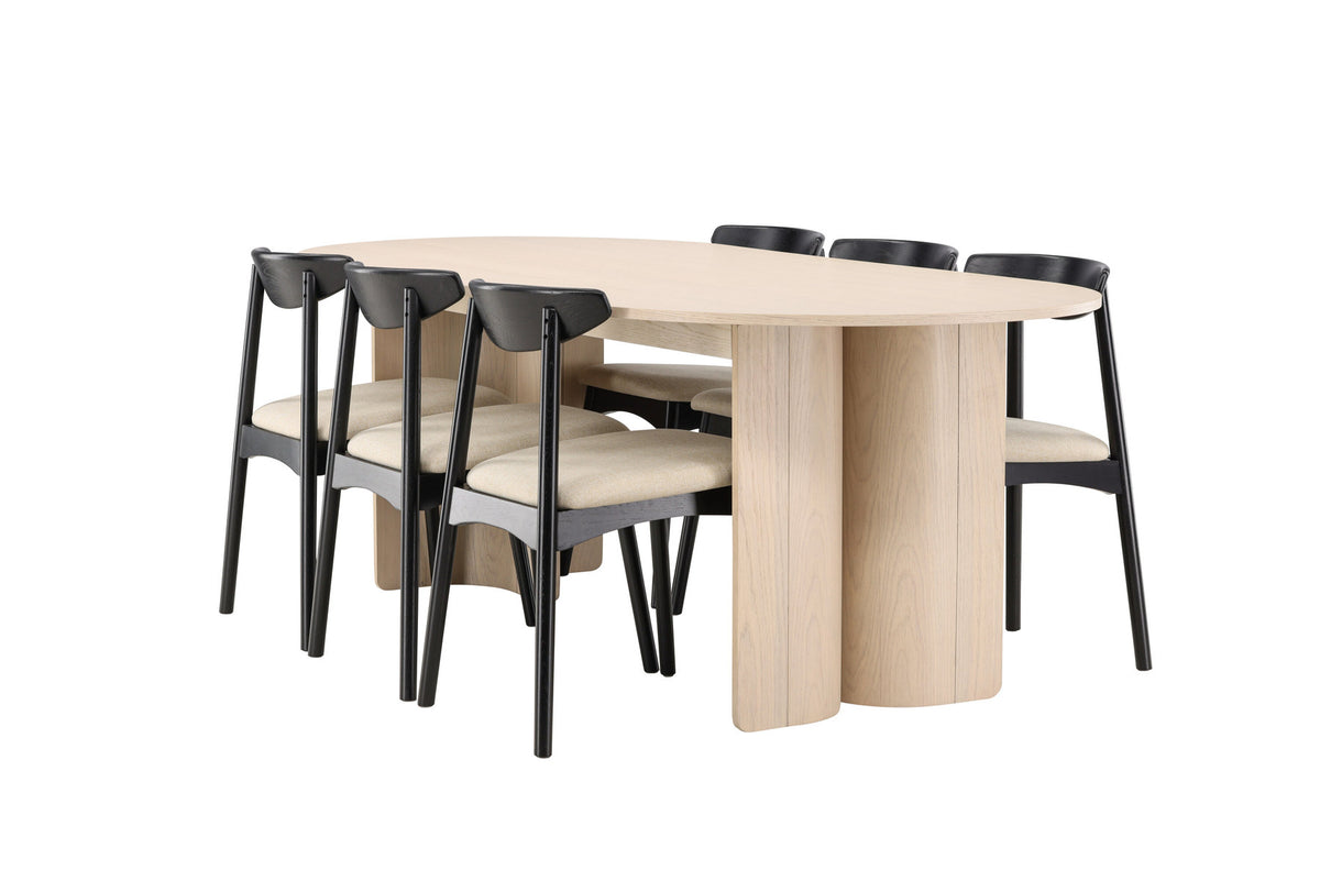 Tyresö Esstisch mit Ven Stühlen in Schwarz präsentiert im Onlineshop von KAQTU Design AG. Esszimmerset ist von Venture Home