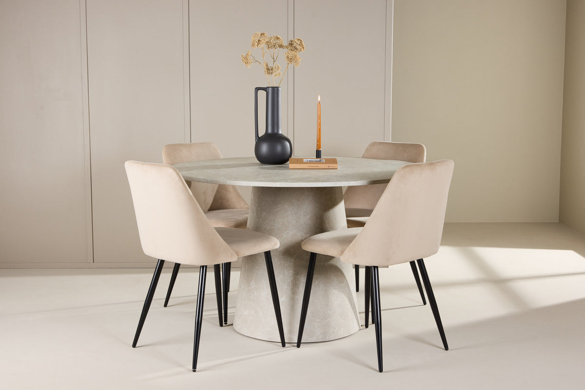 Esstisch Lanzo mit Nachtstuhl in Beige präsentiert im Onlineshop von KAQTU Design AG. Esszimmerset ist von Venture Home