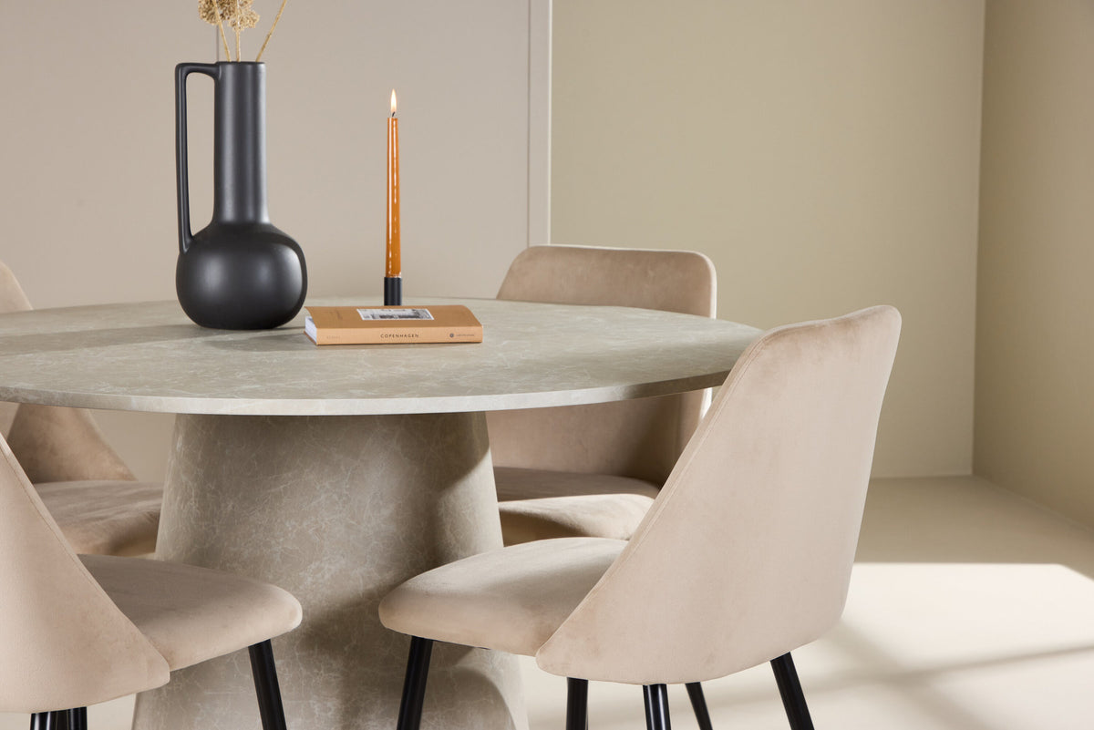 Esstisch Lanzo mit Nachtstuhl in Beige präsentiert im Onlineshop von KAQTU Design AG. Esszimmerset ist von Venture Home