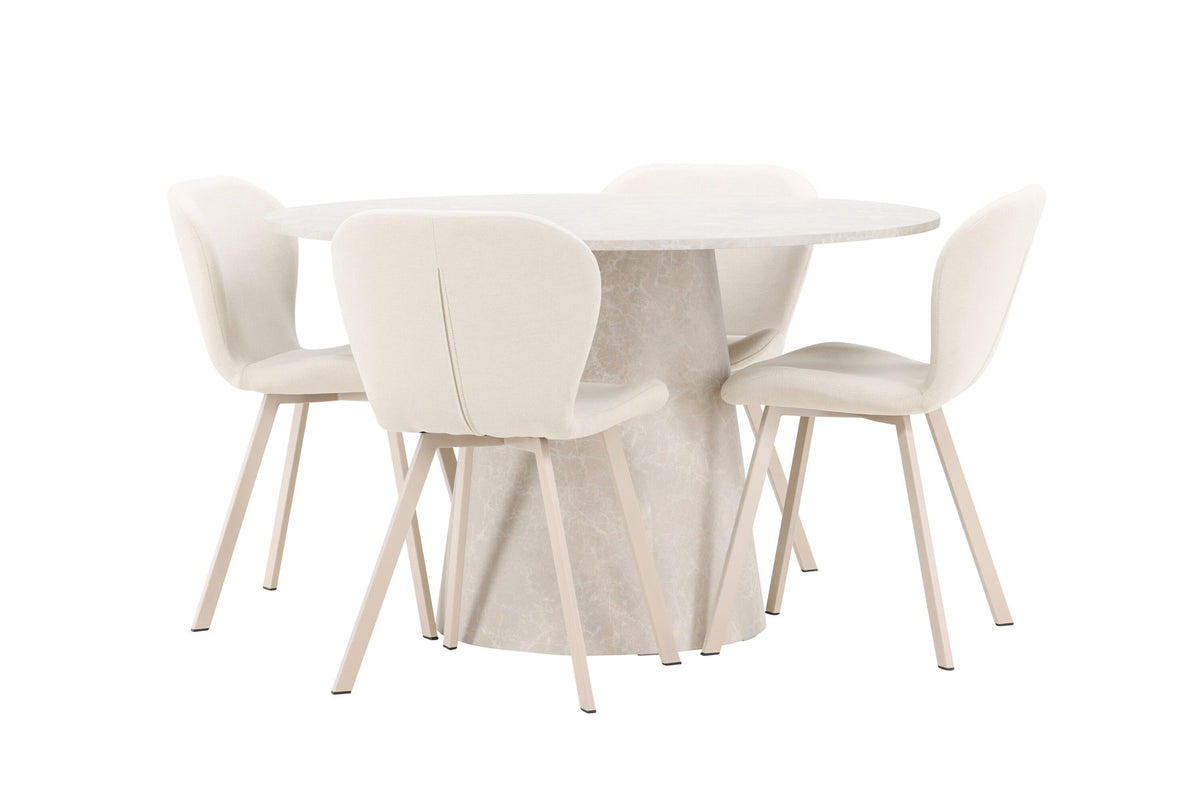 Esstisch Lanzo mit Lilja Stuhl in Beige präsentiert im Onlineshop von KAQTU Design AG. Esszimmerset ist von Venture Home