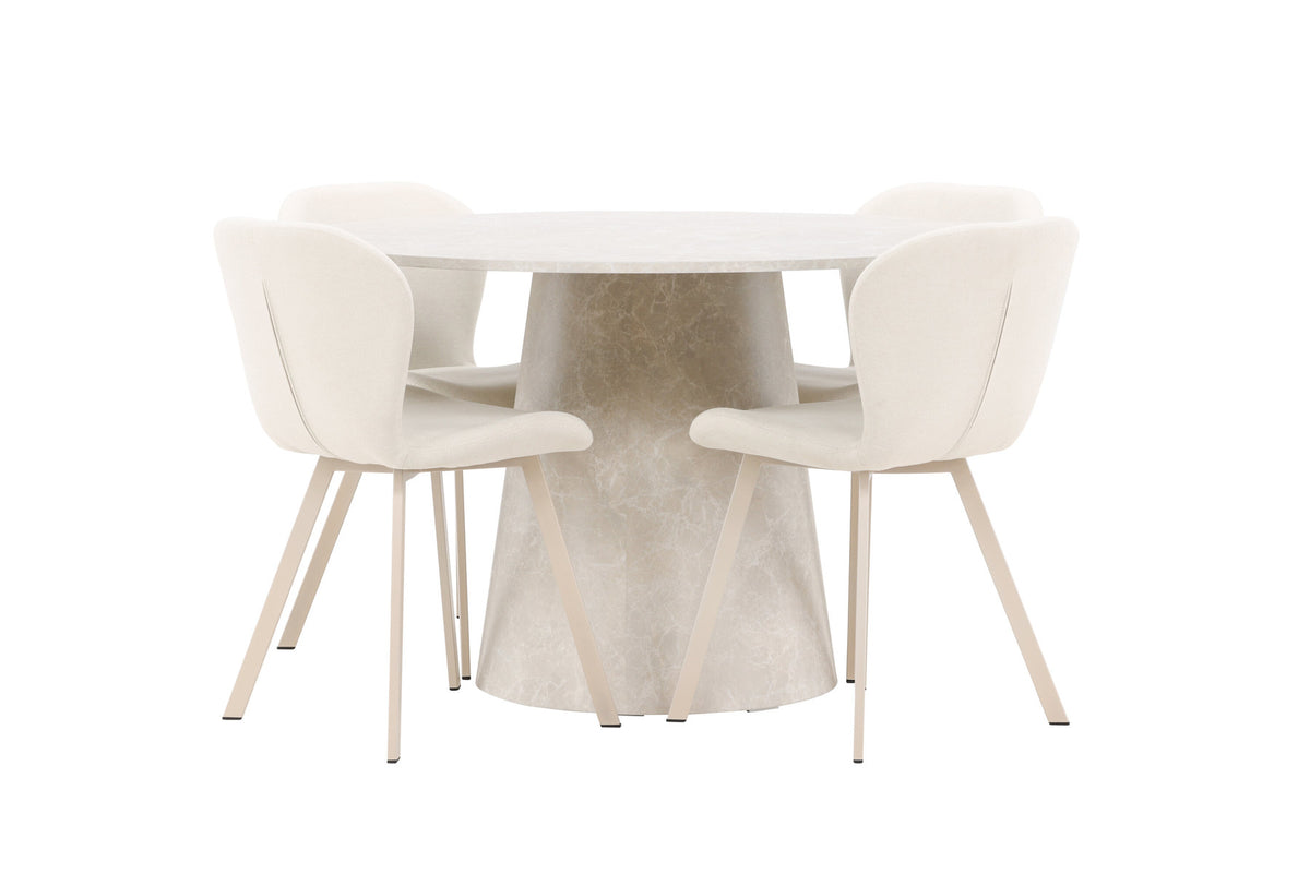 Esstisch Lanzo mit Lilja Stuhl in Beige präsentiert im Onlineshop von KAQTU Design AG. Esszimmerset ist von Venture Home