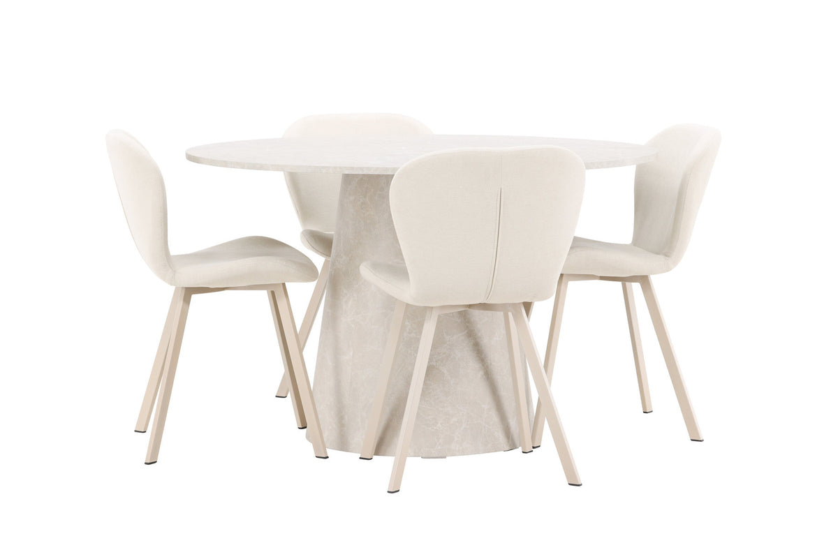 Esstisch Lanzo mit Lilja Stuhl in Beige präsentiert im Onlineshop von KAQTU Design AG. Esszimmerset ist von Venture Home