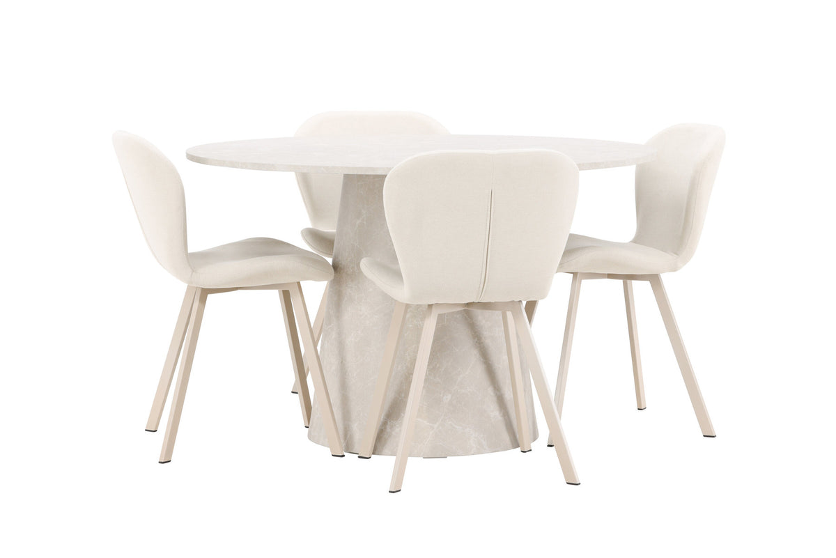 Esstisch Lanzo mit Lilja Stuhl in Beige präsentiert im Onlineshop von KAQTU Design AG. Esszimmerset ist von Venture Home