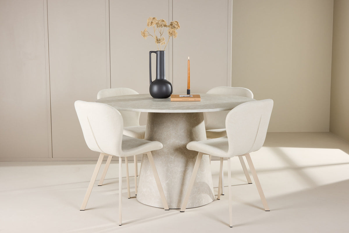 Esstisch Lanzo mit Lilja Stuhl in Beige präsentiert im Onlineshop von KAQTU Design AG. Esszimmerset ist von Venture Home
