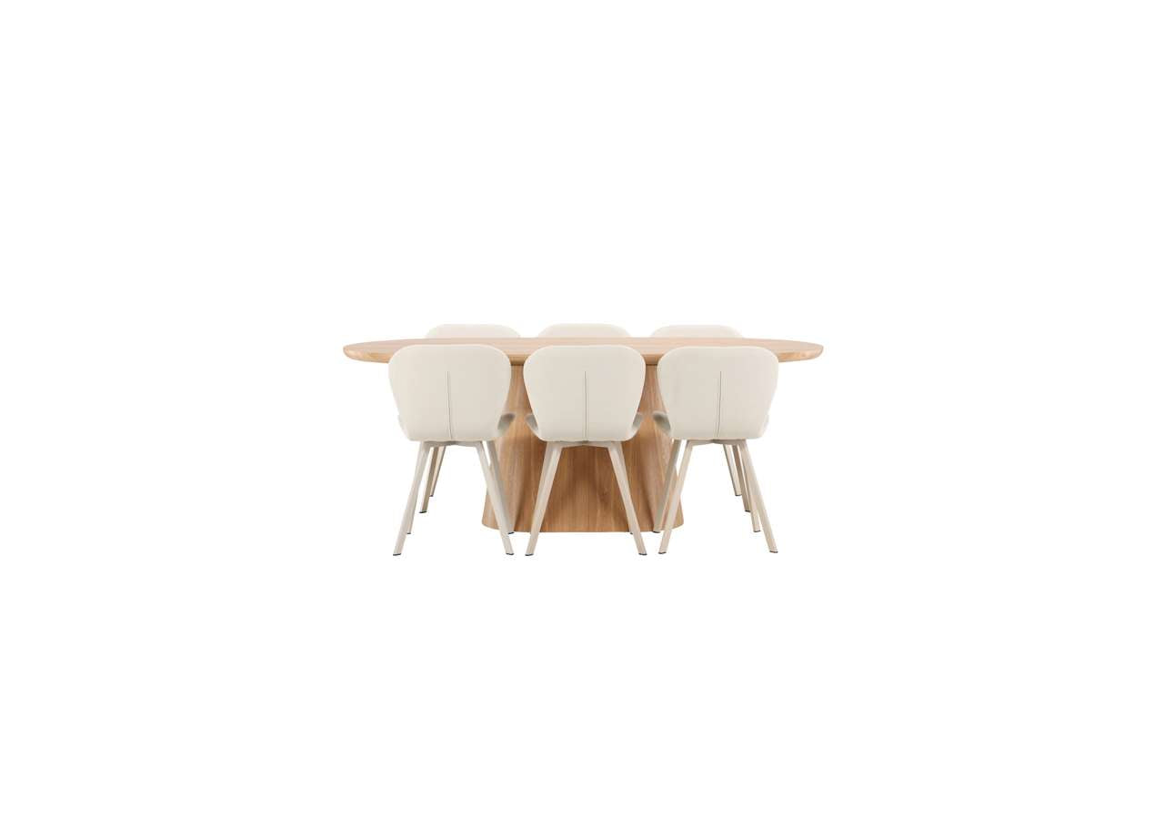 Der Esstisch Stjärnö mit Lilja Stühlen von Venture Home kombiniert modernes Design mit Komfort für Ihr stilvolles Esszimmer.