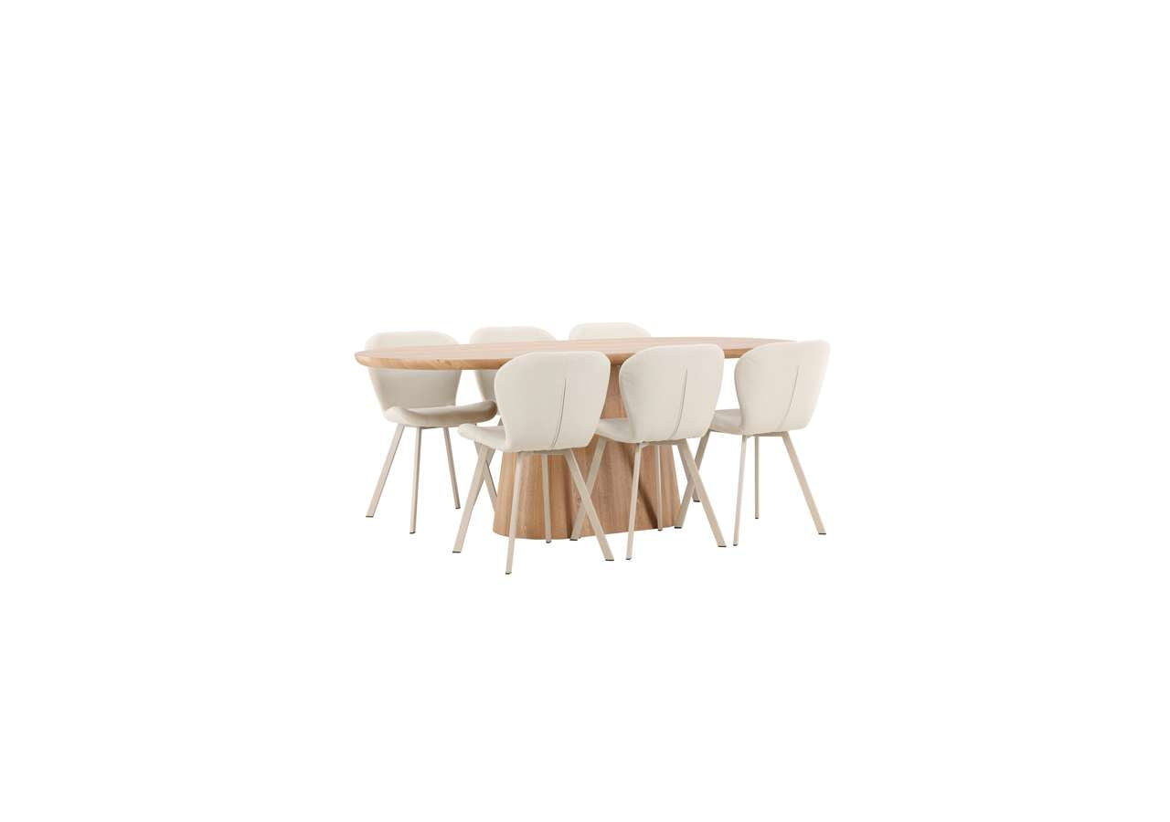Der Esstisch Stjärnö mit Lilja Stühlen von Venture Home bietet stilvolles Design und Komfort für Ihr modernes Esszimmer.