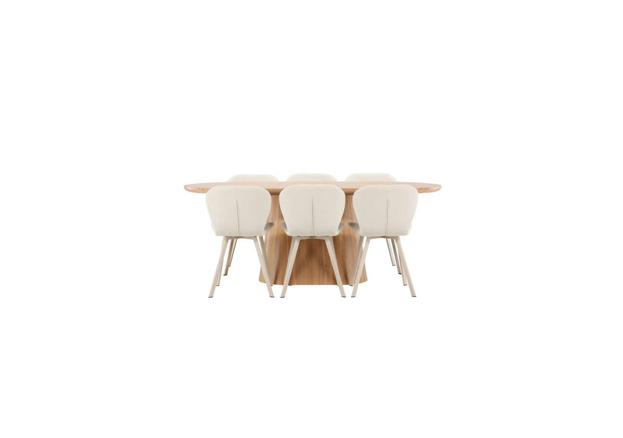Der Esstisch Stjärnö mit Lilja Stühlen von Venture Home kombiniert modernes Design mit Komfort für Ihr stilvolles Esszimmer.