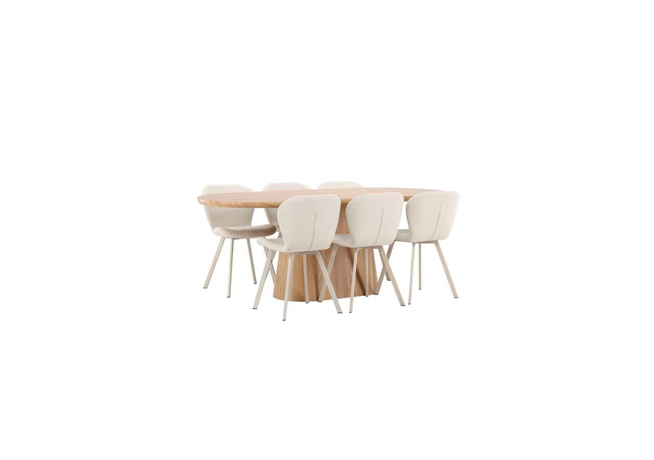 Der Esstisch Stjärnö mit Lilja Stühlen von Venture Home bietet stilvolles Design und Komfort für Ihr modernes Esszimmer.