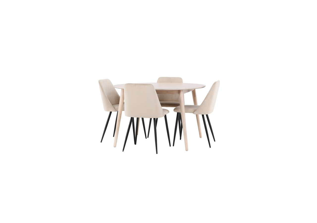 Moderner Esstisch Flora von Venture Home mit stilvollem Nachtstuhl, ideal für ein elegantes und zeitgemässes Esszimmer.