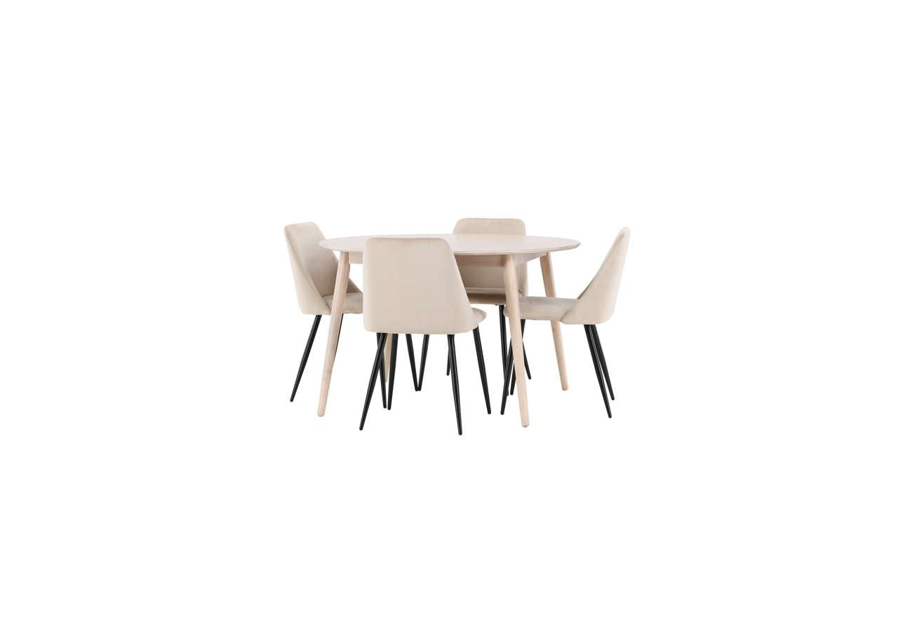 Moderner Esstisch Flora von Venture Home mit stilvollem Nachtstuhl, ideal für ein elegantes und zeitgemässes Esszimmer.