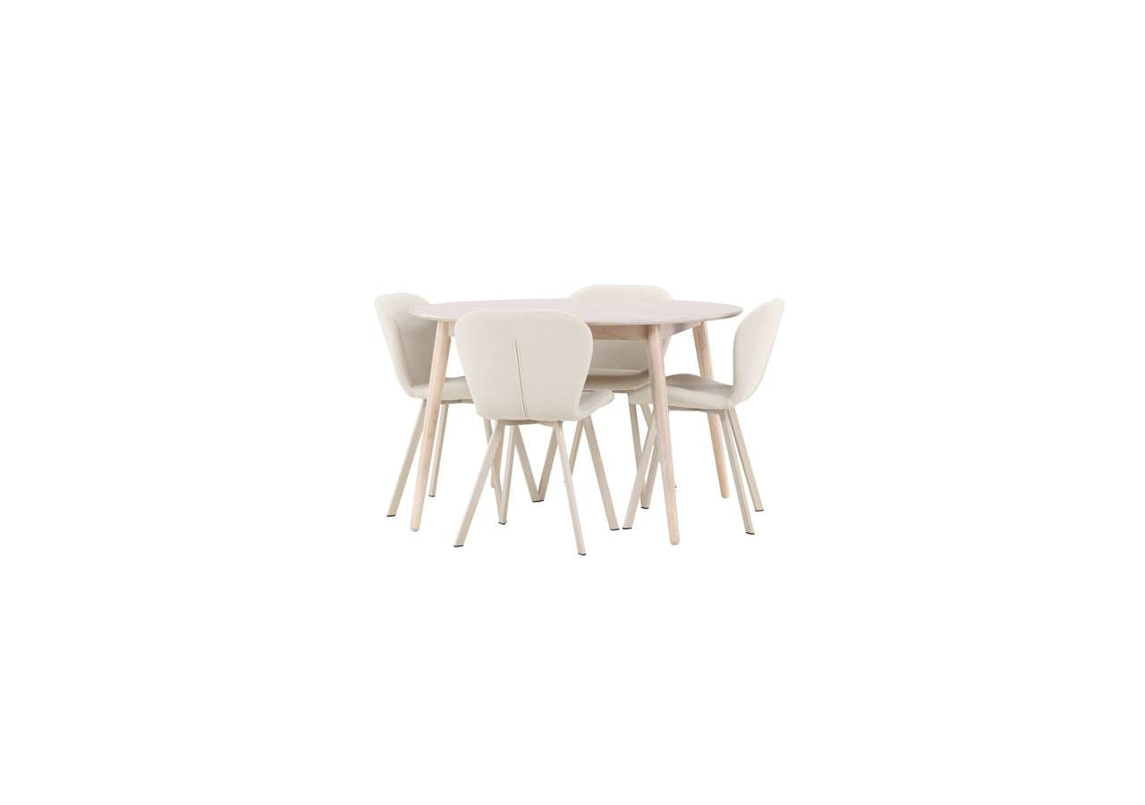Eleganter Esstisch Flora mit Lilja Stühlen von Venture Home – modernes Design für stilvolle Esszimmer.