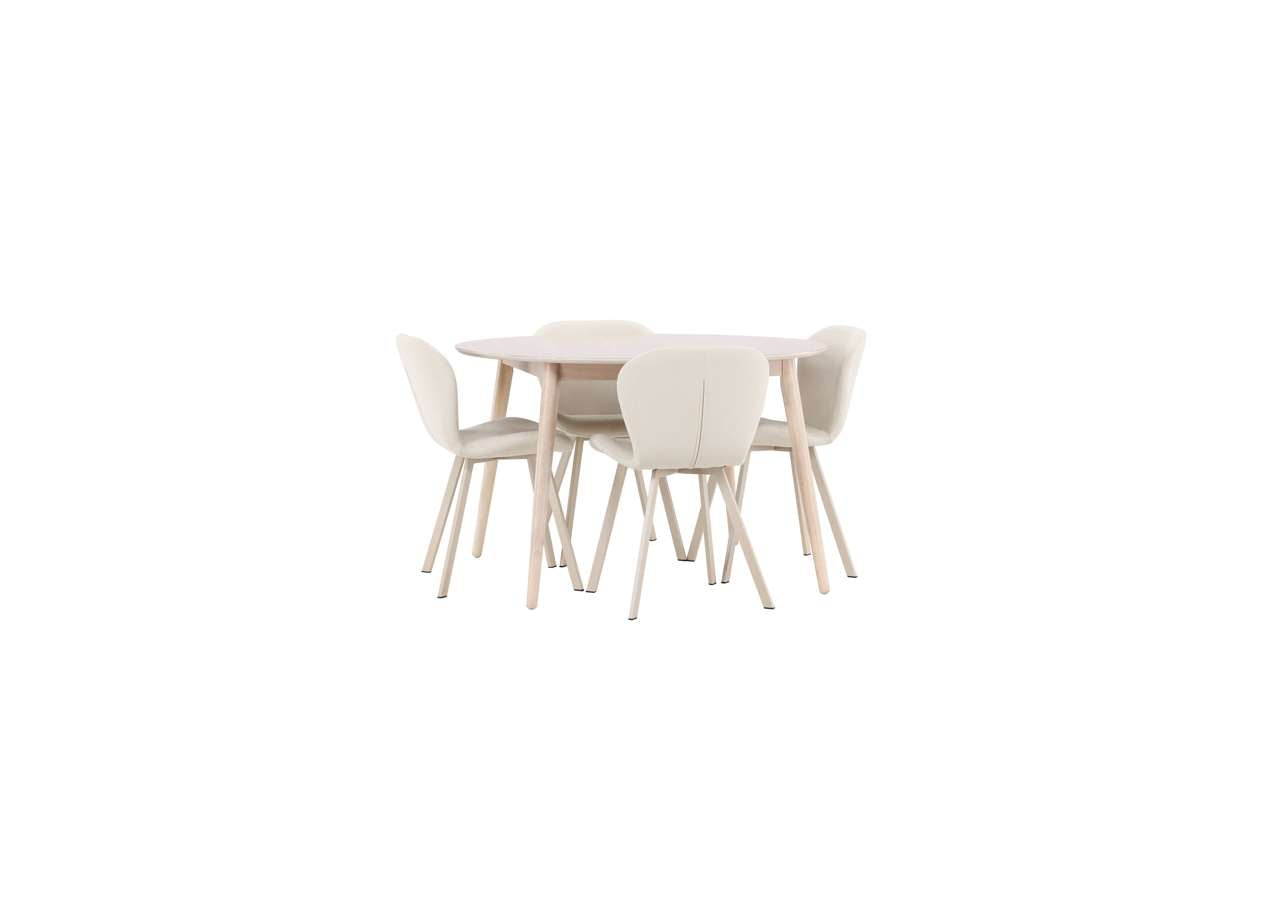 Eleganter Esstisch Flora mit Lilja Stühlen von Venture Home – modernes Design für stilvolle Esszimmer.