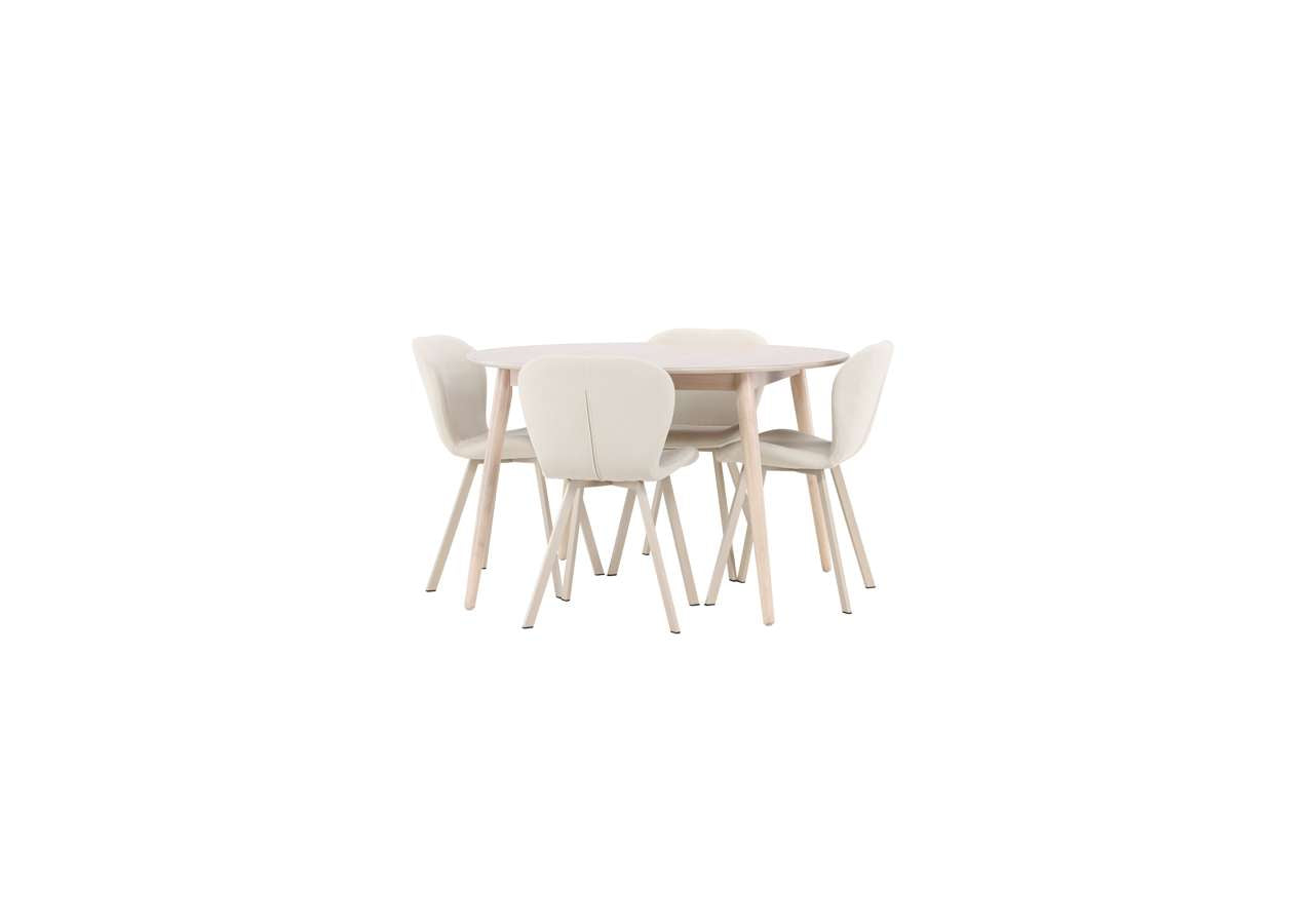 Moderner Esstisch Flora mit Lilja Stühlen von Venture Home – stilvolles Design für ein elegantes Esszimmer.