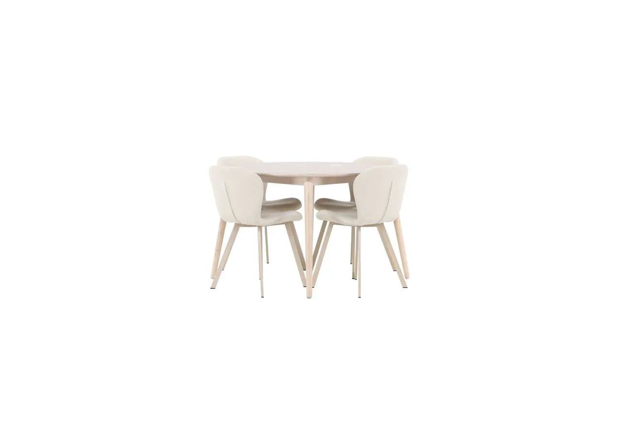 Eleganter Esstisch Flora mit Lilja Stühlen von Venture Home – modernes Design für stilvolle Esszimmer.