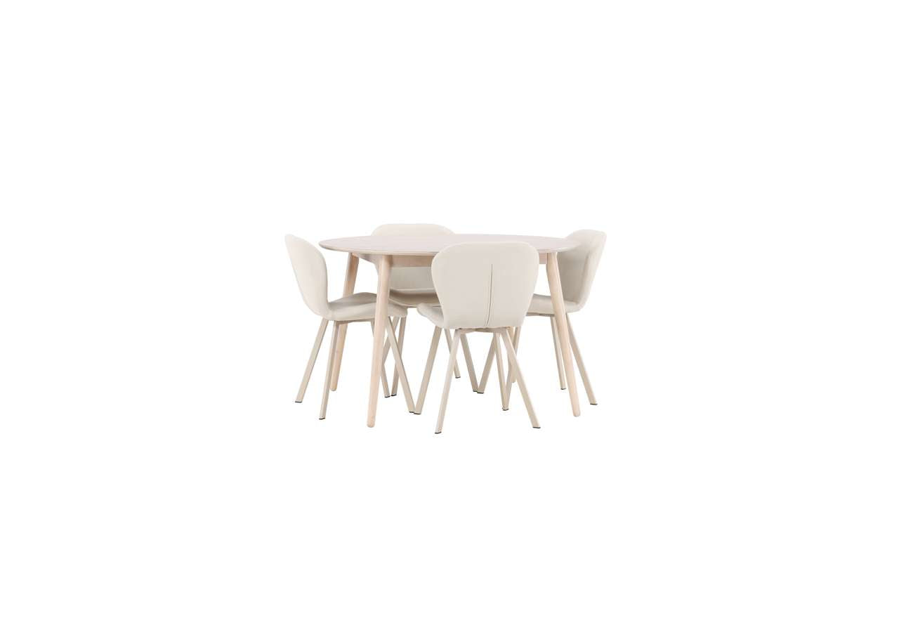 Moderner Esstisch Flora mit Lilja Stühlen von Venture Home – stilvolles Design für ein elegantes Esszimmer.