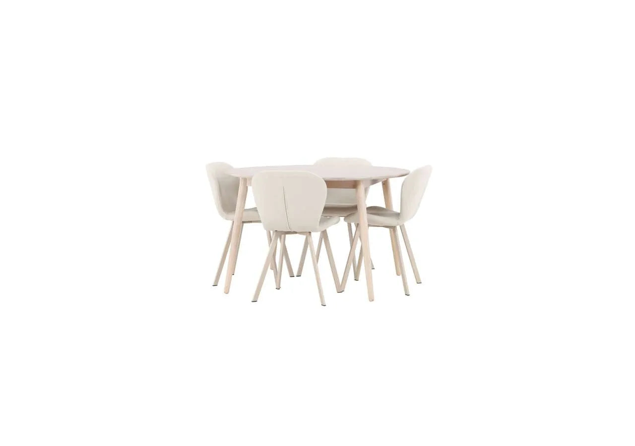 Eleganter Esstisch Flora mit Lilja Stühlen von Venture Home – modernes Design für stilvolle Esszimmer.