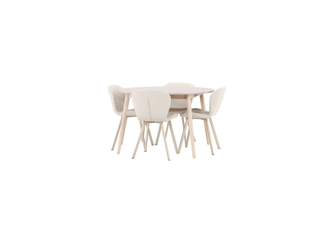 Eleganter Esstisch Flora mit Lilja Stühlen von Venture Home – modernes Design für stilvolle Esszimmer.