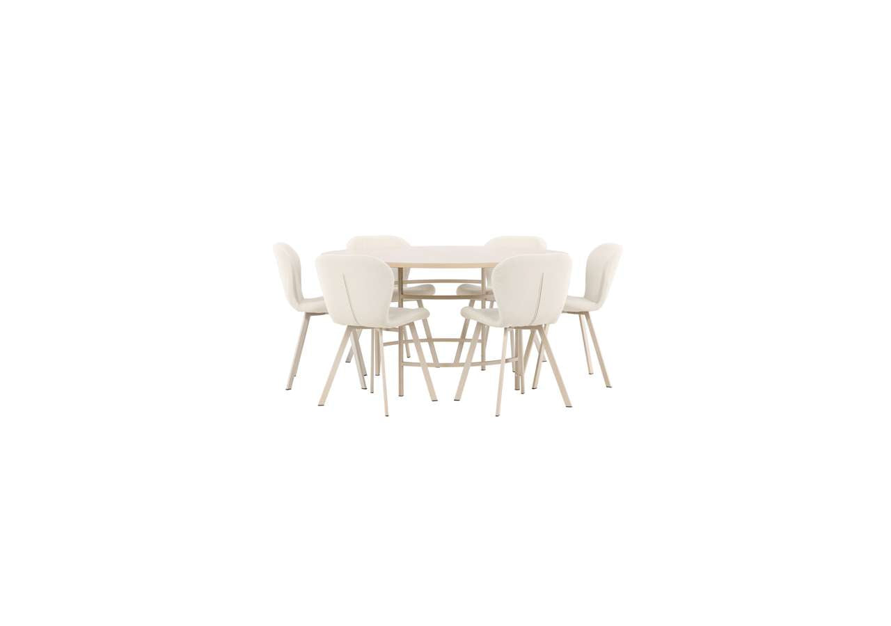 Moderner Esstisch Copenhagen mit komfortablen Lilja Stühlen von Venture Home, ideal für stilvolle Esszimmer.